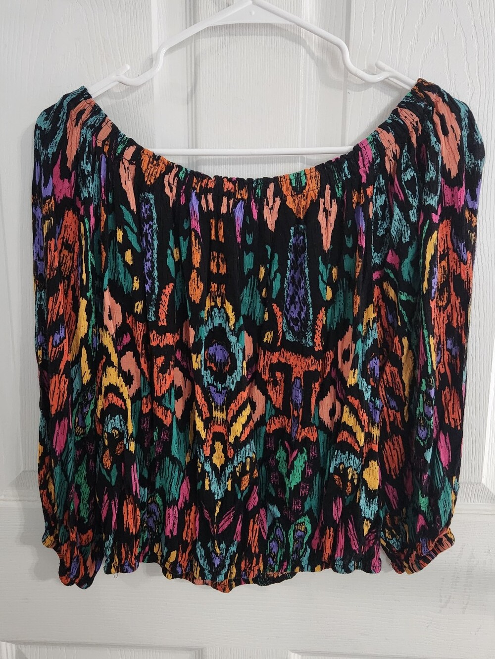 Christian Siriano gauzey vibrant colorful abstract blouse XL maximalism artsy - Picture 10 of 11